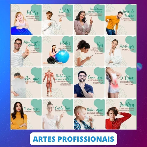 Imagem 10 de 10 de Pack 240 Artes Fisioterapia Templates Editável No Canva
