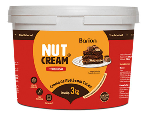 Recheio De Creme De Avelã Barion Nut Cream 3kg Tipo Nutella