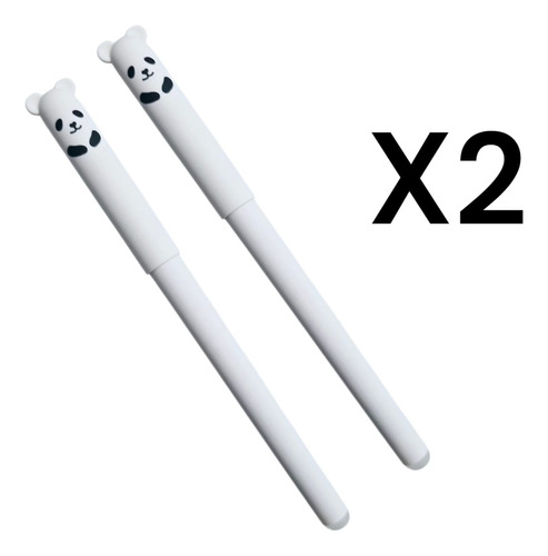 Lapicera Boligrafo Borrables Animalitos X 2 Unidades Osito Panda Azul