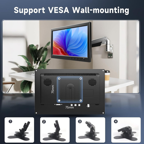 Monitor Lcd 10.1 Para Mini Tv, Reproductor De Video Y Cámar