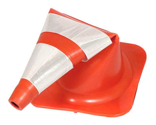 Imagem 4 de 6 de Cone De Segurança 50cm Laranja E Branco Flexível - Plastcor