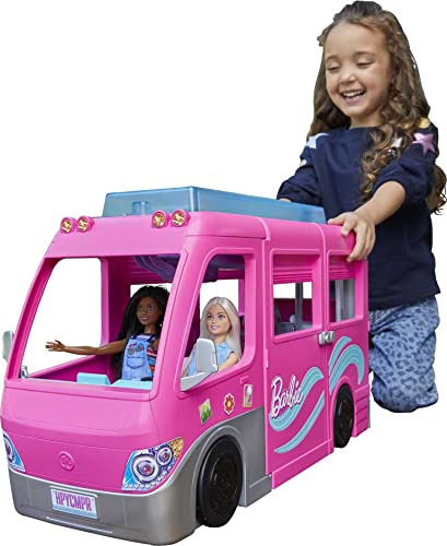 Barbie Camper, Set De Juego Para Muñecas Con 60 Accesorios,