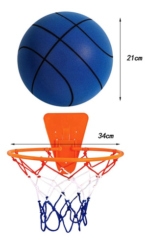 Baloncesto Silencioso Con Aro, Pelota De Juguete Azul