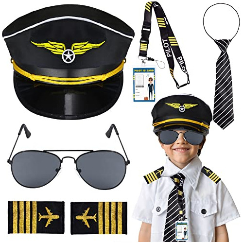 Conjunto De Accesorios De Disfraz De Piloto Niños Gorr...