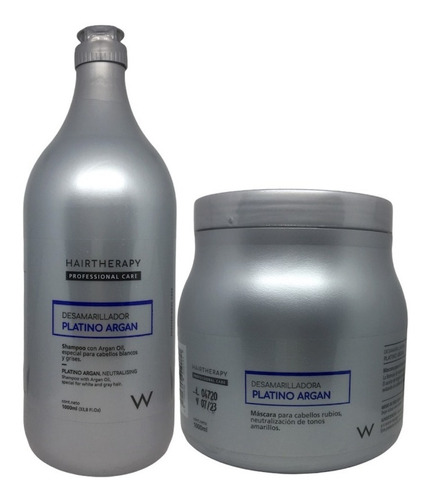 Shampoo+máscara Matizadora Platino Argán Hair Therapy 1000ml