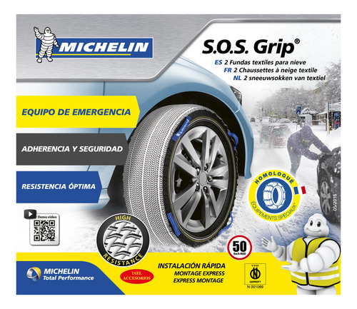 Imagen 2 de 11 de Cadena Para Nieve Tela Sos Grip 9 Michelin Sos9