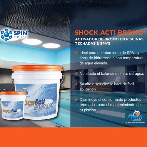 Spin Shock Acti Bromo Grano Fino Para Alberca 27 Kg Ds Blanco