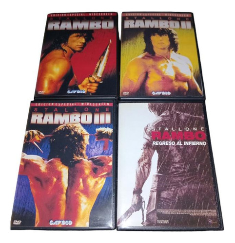 Saga De Rambo 1,2,3 Y 4!!!!! En Dvd Clásicos Réplicas!!!!