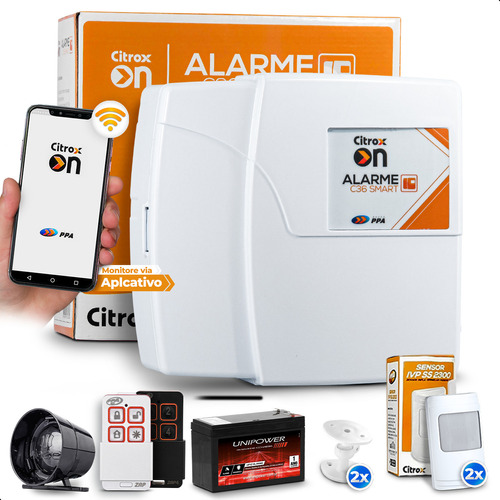 Kit Alarme S/ Fio Ppa App Wifi 2 Control 2 Sensores Bateria