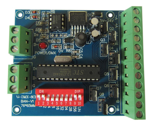 Controlador Dmx Rgbw De 8 Canales 2 Grupos Tiras De Luc...