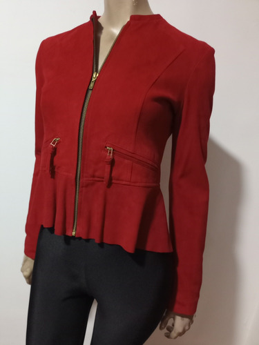 Cardon Hermosa Campera De Gamuza Roja Forrada Talle S Impeca