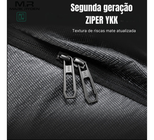 Mochila Premium Executiva Multifuncional Impermeável Compartimento Frontal Magnético Notebook 15.6 Com Usb Modelo Traveler Mark Ryden Cor Cinza Liso