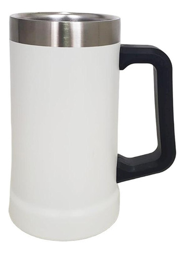 Caneca Térmica Quentes Ou Gelado Aço Inox 700ml Chopp Branco