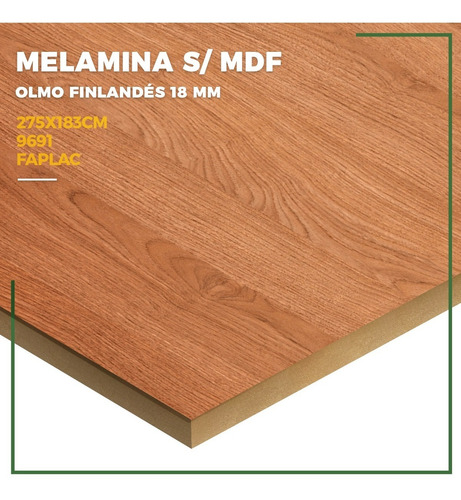 Placa Madera Melamina Mdf 18mm 275 X 183 Mm Olmos Finlandés