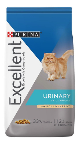 Alimento Excellent Urinary para gato adulto sabor pollo y arroz en bolsa de 7.5 kg