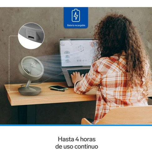 Ventilador Plegable Recargable Bl Blanco Blanco