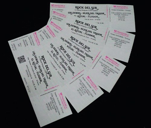 Entradas Para Eventos Numeradas.sin Holograma.1.000 Unidades
