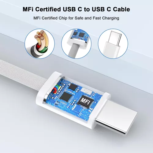 Cargador para iPhone 15, bloque de carga rápida, tipo C, 20 W, cargador de  pared con cable USB C a C de 6 pies para iPhone 15/15 Plus/15 Pro/15 Pro