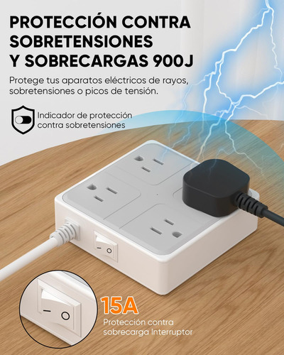 Regleta Multicontacto Pared Usb Con 4 Salidas Y 3 Usb