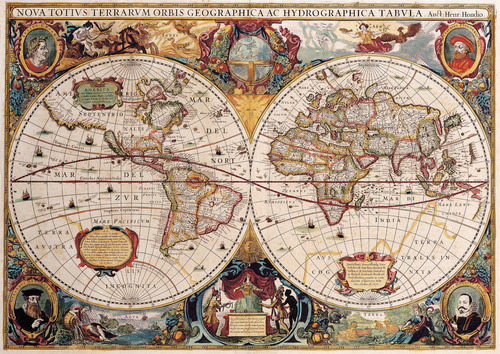 Mapa Antiguo Lámina Lona Mate #90 - 120 X 85 Cm
