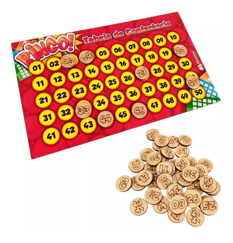 Bingo Jogo Cartelas Em Madeira Infantil Brinquedo Completo