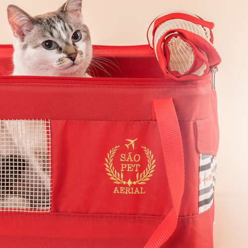 Bolsa Transporte Aereo Pet Azul Linhas Aéreas - Vermelho