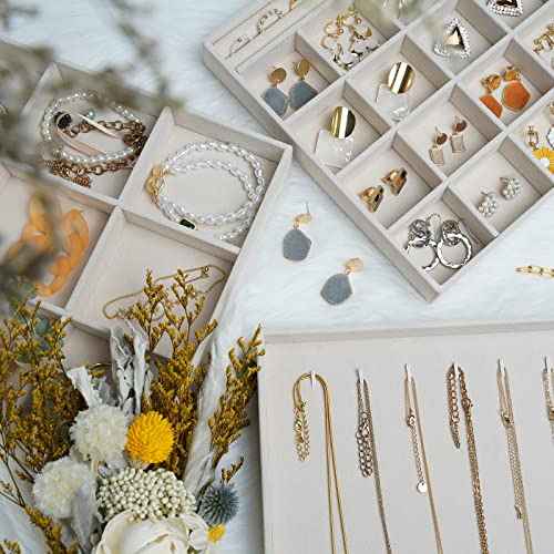 Organizador De Joyas Apilable Con Divisores Extraíbles, Beig