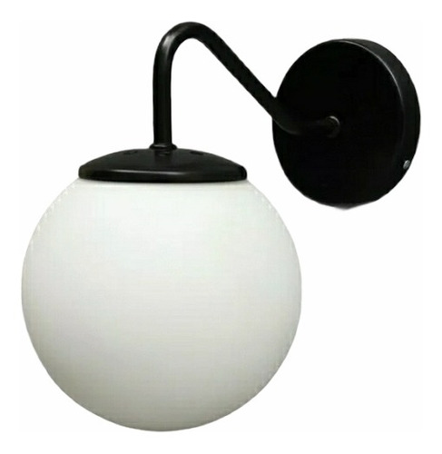 Aplique Pared Negro Globo Esfera Bocha Vidrio Ø18 1 Luz