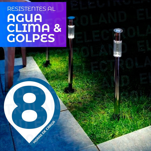 Imagen 5 de 10 de Estaca Solar Farol Acero Inoxidable Led Jardin X 10 Unidades