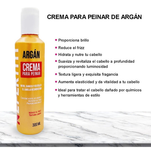 Crema Para Peinar Hidratante Aceite De Argan Nefertiti 300ml