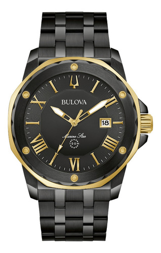98b386 Reloj Bulova Marine Star Negro/dorado