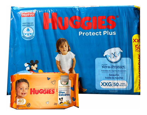 Huggies Protect Plus Combo Xxg/50 + Toalla/hu Triple Oleo 48
