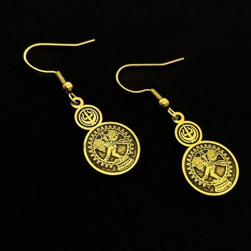 Aros HindĂș Shiva Nataraja Danza Oro 18k Oro 18k
