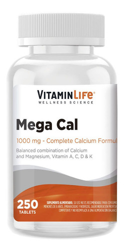 Vitamin LifeMega-cal 1000 De 250 Tabletas