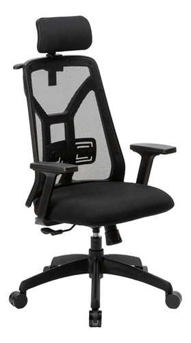 Silla de escritorio Vida Home Tokio ergonómica  negra con tapizado de cuero sintético y mesh