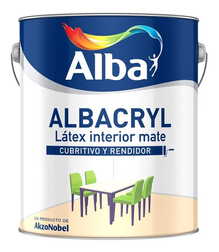 Imagen 1 de 5 de Albacryl Pintura Látex Mate Alba Interior Blanco X 10 Litros