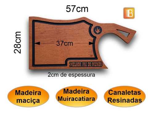 Imagem 2 de 5 de Tabua De Carne Churrasco Madeira Muiracatiara Premium