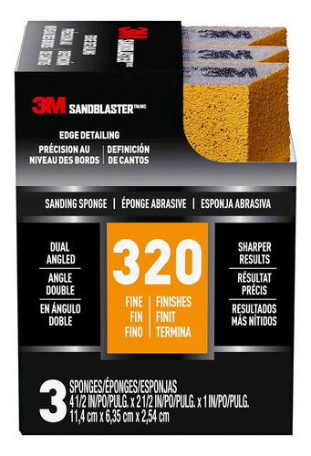 3m Sandblaster Esponja De Lijado De Doble Ángulo Dorado, 4.5