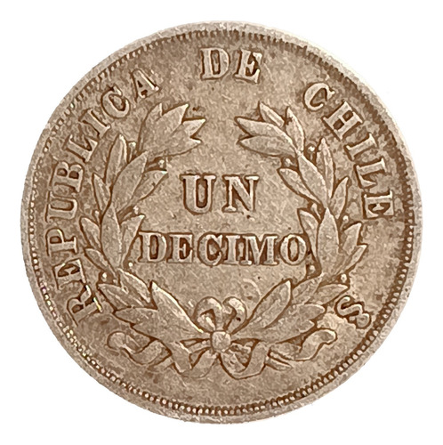 Chile 1 Décimo 1873 Mb Plata Km 136.2 Escasa