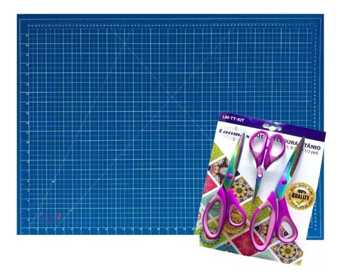 Base De Corte A1 90x60 Patchwork Scrapbook Azul