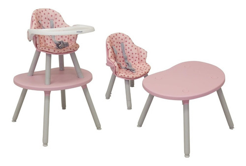 Silla Periquera Prinsel Bistro 3 En 1 Acolchonada Mesita Rosa Bolitas