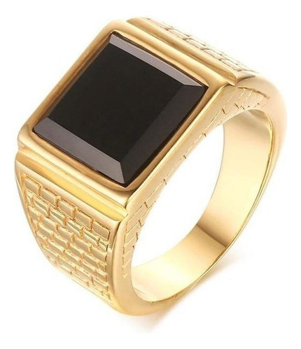 Anillo Grande De Circón Negro Para Hombre Anillo De Oro Ino