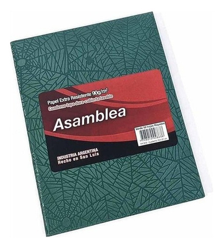 Cuaderno Asamblea 19x23.5cm Tapa Dura Rayado 50 Hs X5 Unid Color Verde