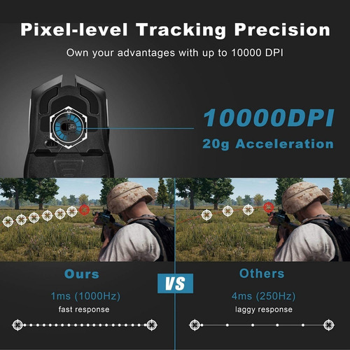 Mouse Gaming Inalambrico Pictek 10000 Dpi