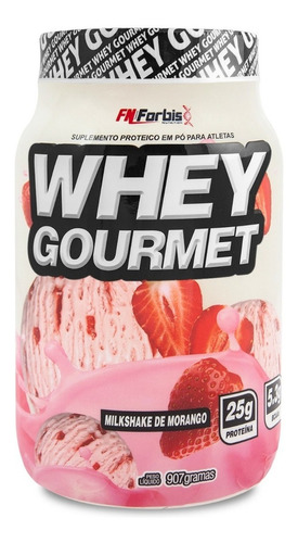 Suplemento em pó FN Forbis  Whey Gourmet proteínas Whey Gourmet sabor  milkshake de morango em pote de 907g