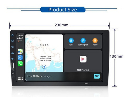 Imagen 3 de 12 de Estéreo De Coche De 9 Pulgadas 1din Carplay Android Auto