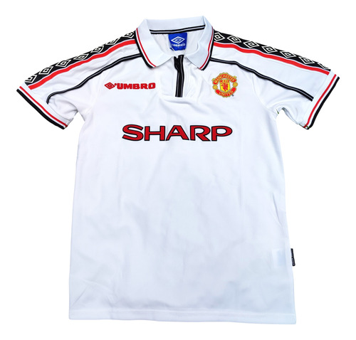Jersey Manchester United Retro 1999 Inglaterra Blanca