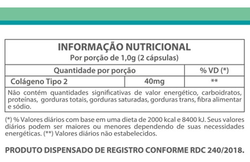 Imagem 3 de 4 de Colágeno Tipo 2 Natural 120 Cápsulas De 40mg