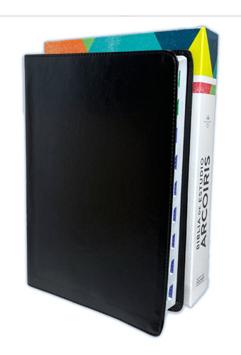 Biblia Estudio Arcoiris Rvr60 Negro Imit Piel Con Indices 