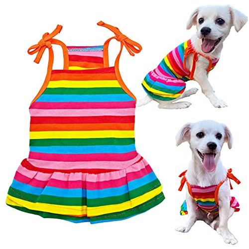 Lkex Camisa Para Perro, Vestidos De Cachorro A Rayas De Arco